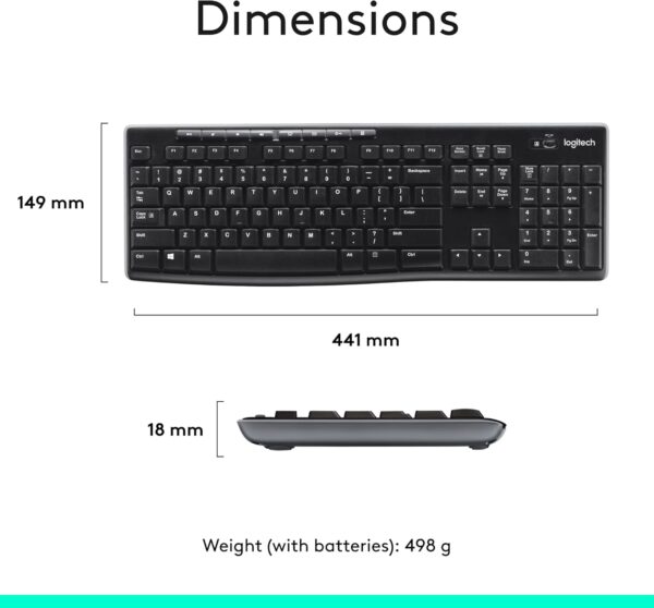 Logitech MK270 Wireless Keyboard and Mouse Combo – Black - Image 5