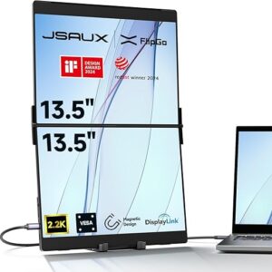 JSAUX FlipGo 13.5" Pro – Dual 2.2K Portable Monitor | Triple Screen Extender