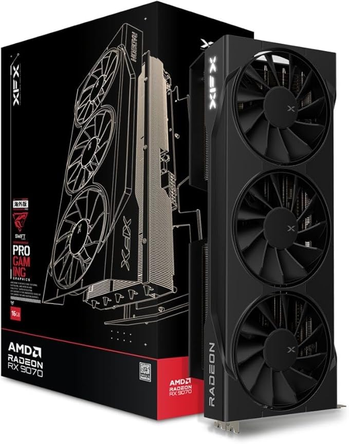 XFX Swift AMD Radeon RX 9070 OC – 16GB GDDR6 | Triple Fan | FSR 4 | Boost Clock Up to 2700 MHz