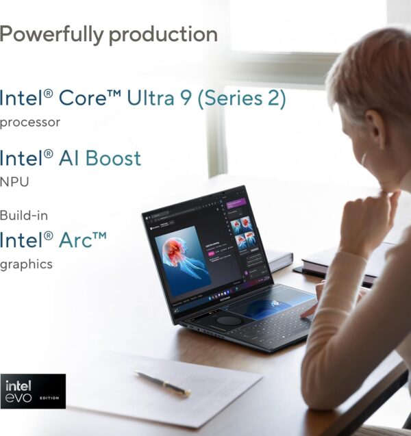 ASUS Zenbook Duo UX8406CA-PZ005W (Touch Screen, Intel Ultra 9-285H, 32GB RAM, 2TB SSD, Dual 14” 3K OLED Displays, Windows 11 Home, Eng/Arb Keyboard – Basalt Gray) - Image 6