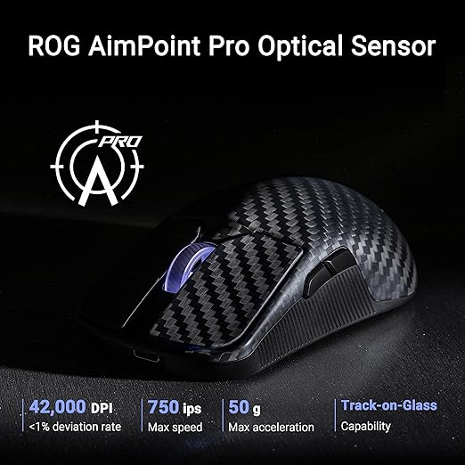 ASUS ROG Harpe Ace Extreme Wireless Gaming Mouse – Black (Carbon Fiber Build, 47g Lightweight, AimPoint Pro 42K Sensor, Optical Switches, Tri-Mode, FPS Esports Focused) - Image 4