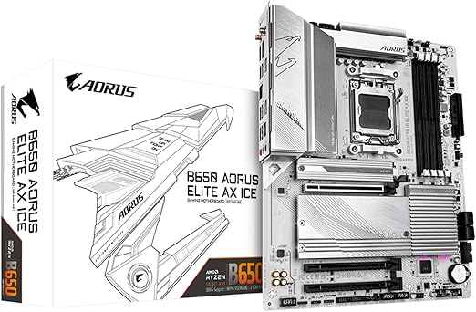 GIGABYTE B650 AORUS Elite AX ICE – AM5 Motherboard | DDR5 | PCIe 5.0 | WiFi 6E | Snow White Edition