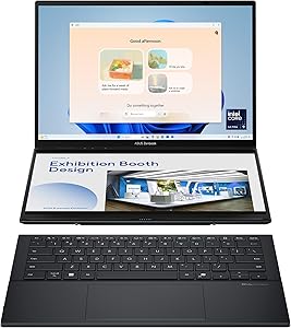 ASUS Zenbook Duo UX8406CA-PZ005W (Touch Screen, Intel Ultra 9-285H, 32GB RAM, 2TB SSD, Dual 14” 3K OLED Displays, Windows 11 Home, Eng/Arb Keyboard – Basalt Gray)